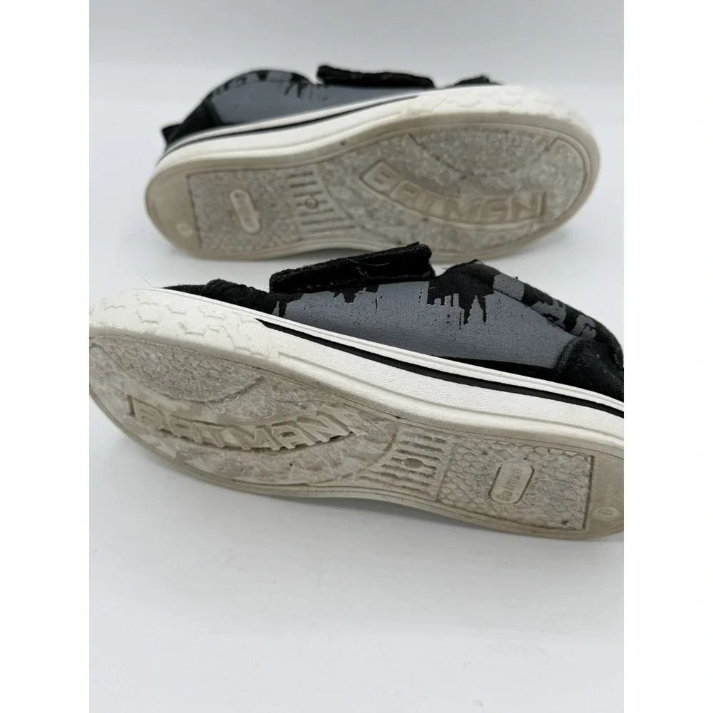 DC Batman Canvas Toddler Black Slip On Shoe Hook And Loop Closure Size 8
